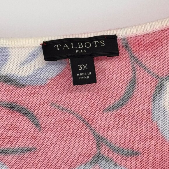 Talbots Plus size 3X Red Floral puff half sleeve floral sweater Scoop Neck - Picture 3 of 10